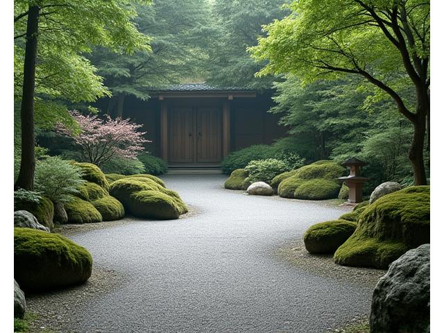 美しい和風庭園と在来種植栽