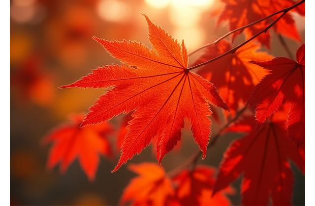 鮮やかに紅葉したヤマモミジ