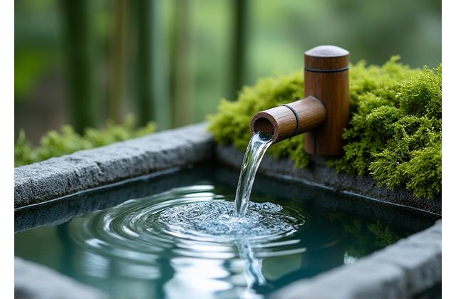 美しい蹲踞（つくばい）と手水鉢