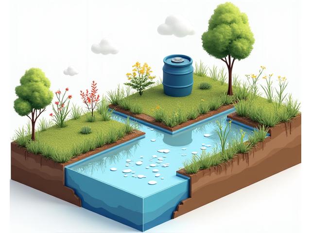 雨水活用や浸透システムを含む水循環の概念図