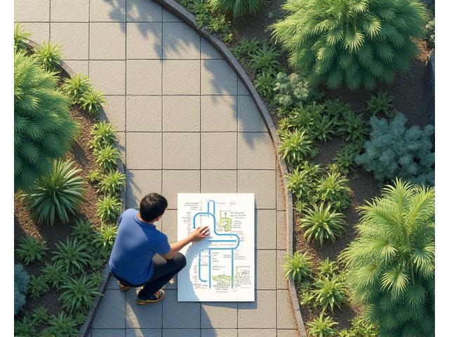 バイオスウェール（雨水浸透施設）の制作を指導する講師と作業する参加者